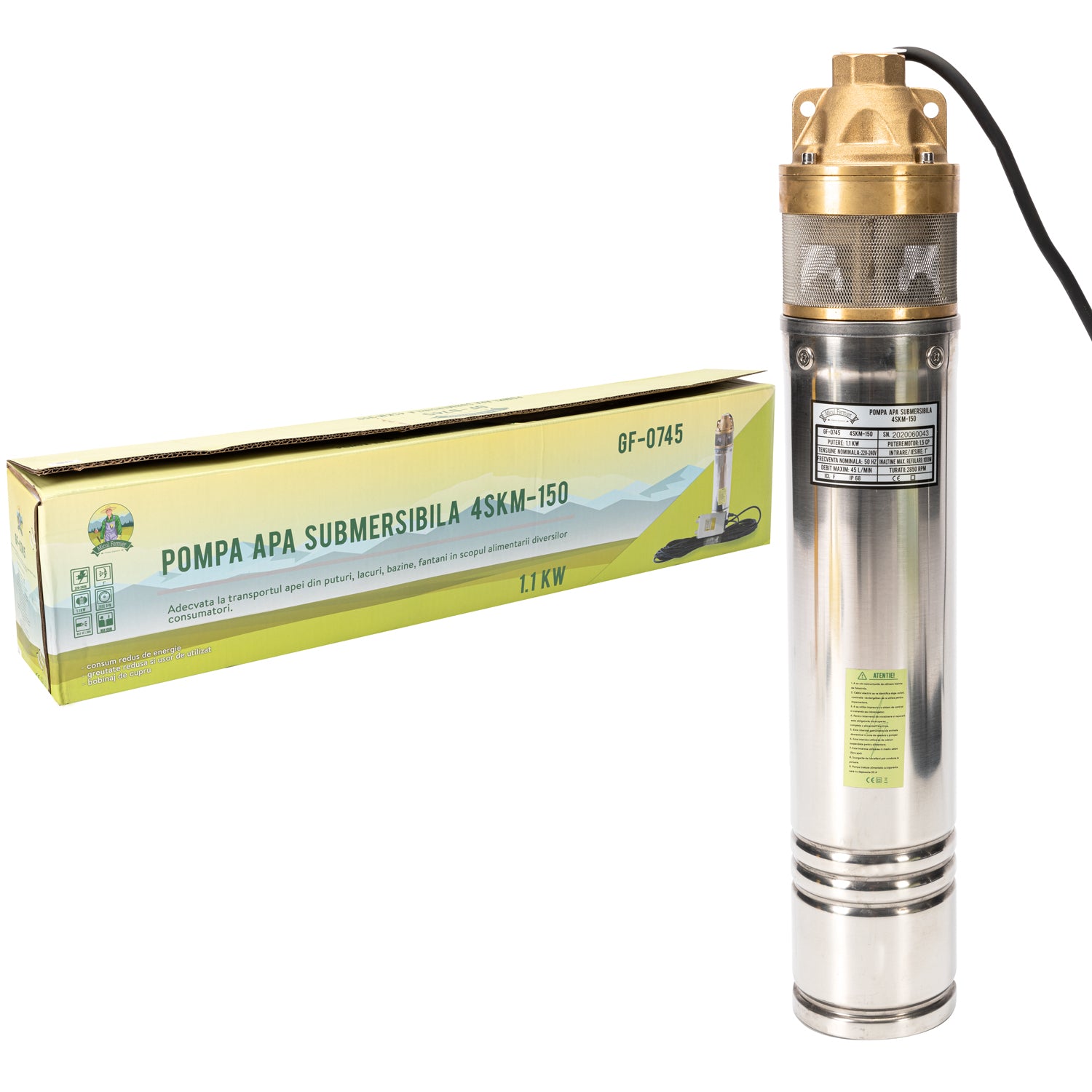 POMPA SUBMERSIBILA 1100 W DEBIT MAXIM 50L/MIN FARA PLUTITOR