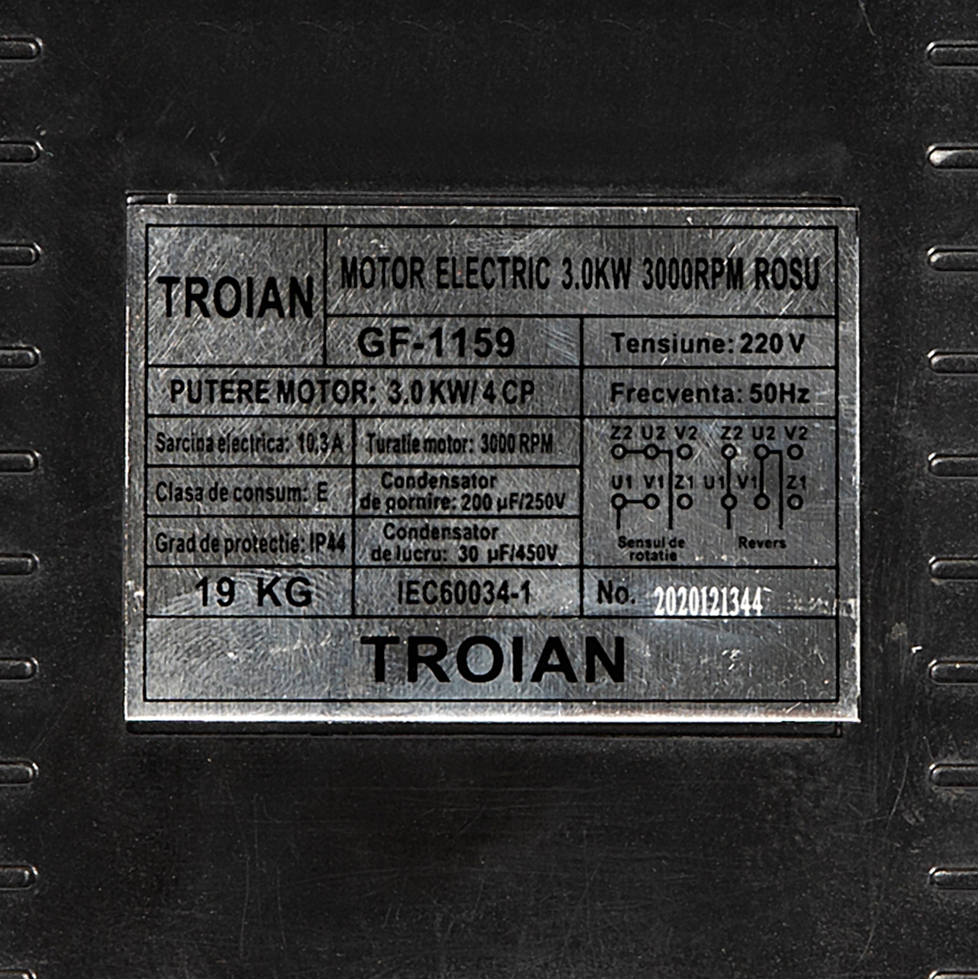 MOTOR ELECTRIC 3000RPM 3KW 11.6A