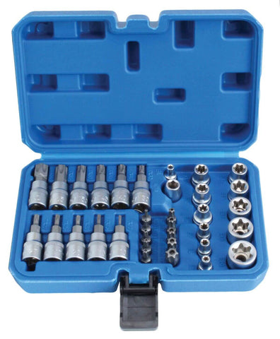 TRUSA CHEI TUBULARE PROFIL E BITI TORX 3/8 34 PIESE T10-T60 E4-E20