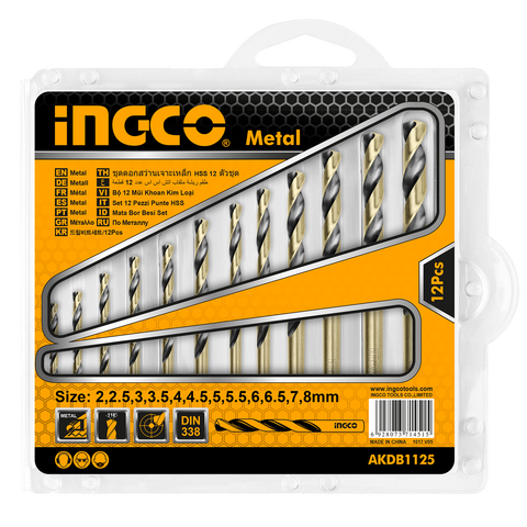SET 12 BURGHIE METAL HSS 2-8MM INGCO