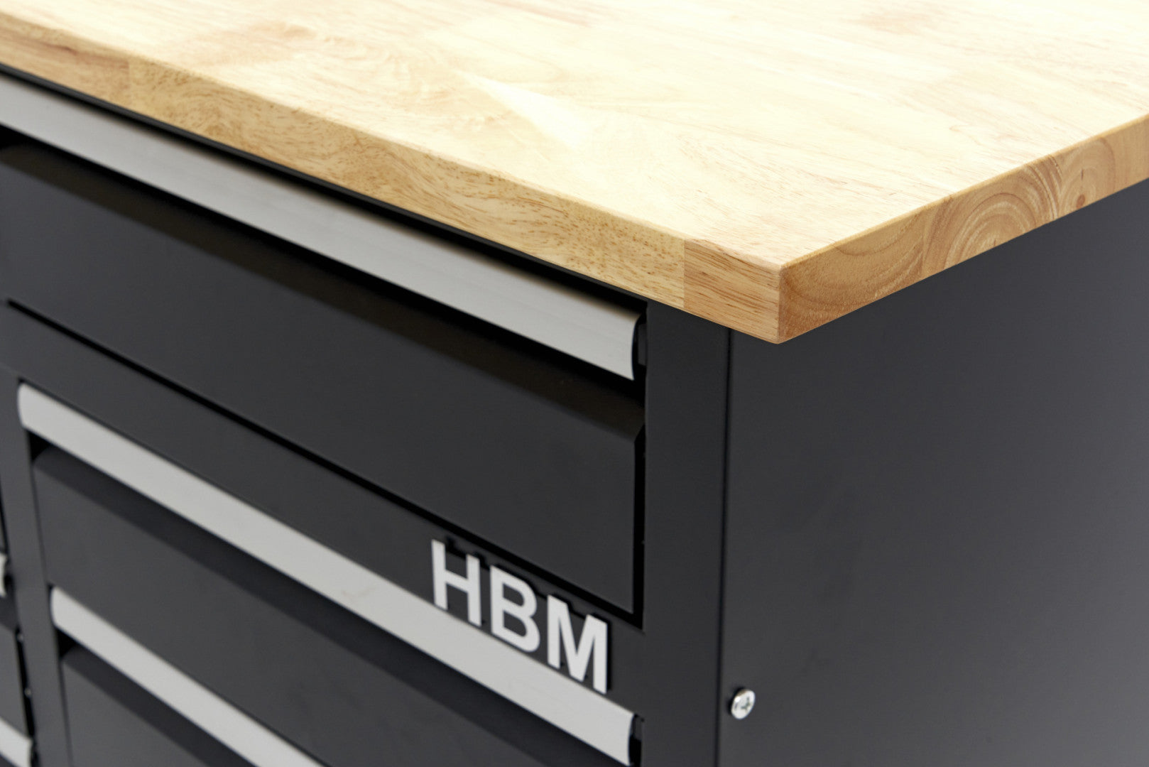 Banc de lucru metalic 120 cm cu 8 sertare si blat din lemn masiv