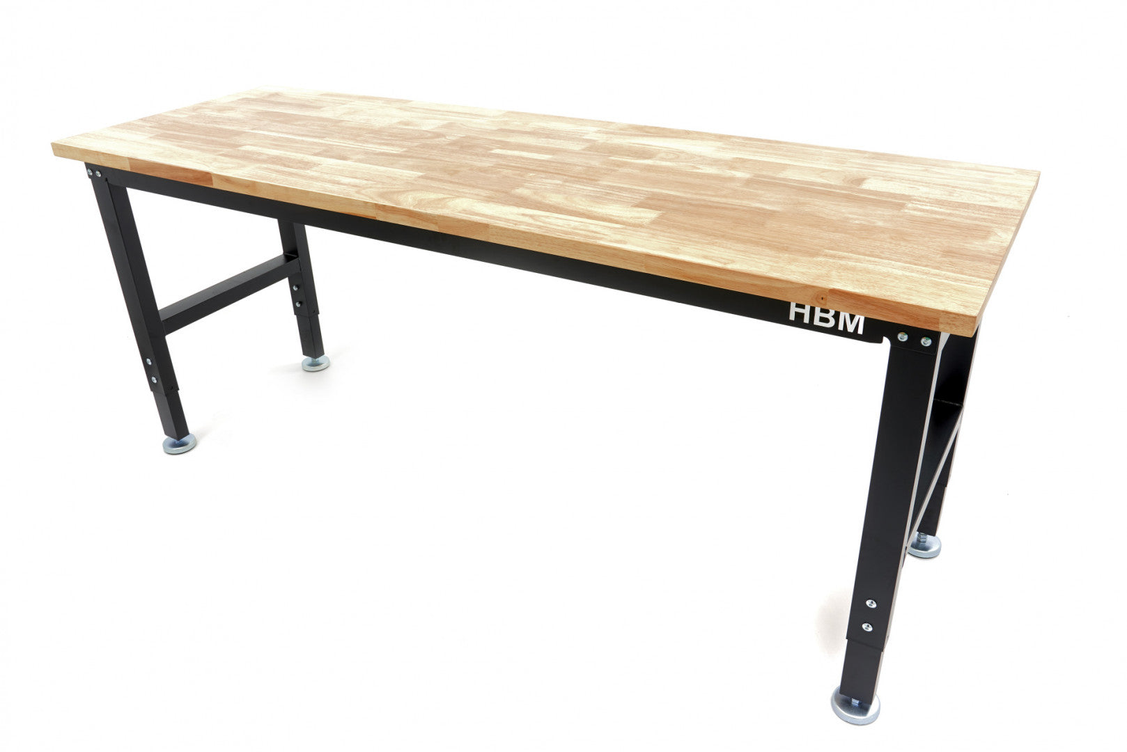 Banc de lucru reglabil pe inaltime cu blat din lemn masiv 182 cm HBM