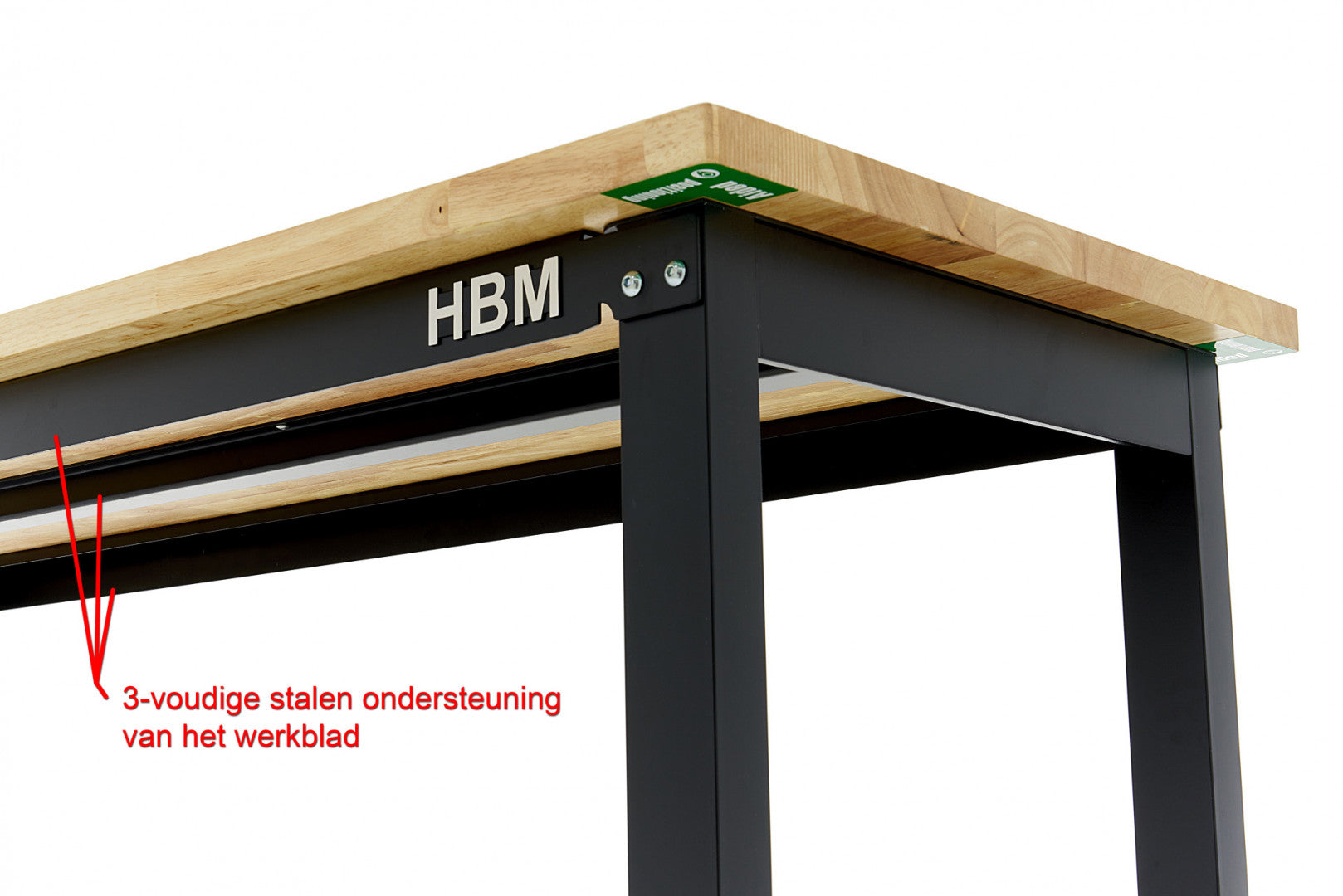 Banc de lucru reglabil pe inaltime cu blat din lemn masiv 182 cm HBM