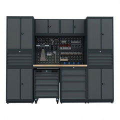 BANC DE LUCRU - SET MOBILIER METALIC MODULAR PENTRU ATELIER 2.48M MODEL F