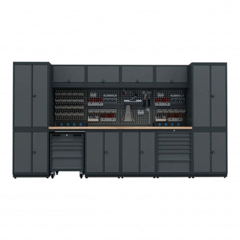 ﻿BANC DE LUCRU - SET MOBILIER METALIC MODULAR PENTRU ATELIER 3.72M MODEL G