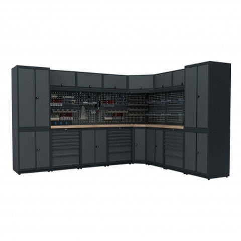﻿BANC DE LUCRU - SET MOBILIER METALIC MODULAR DE COLT PENTRU ATELIER MODEL J