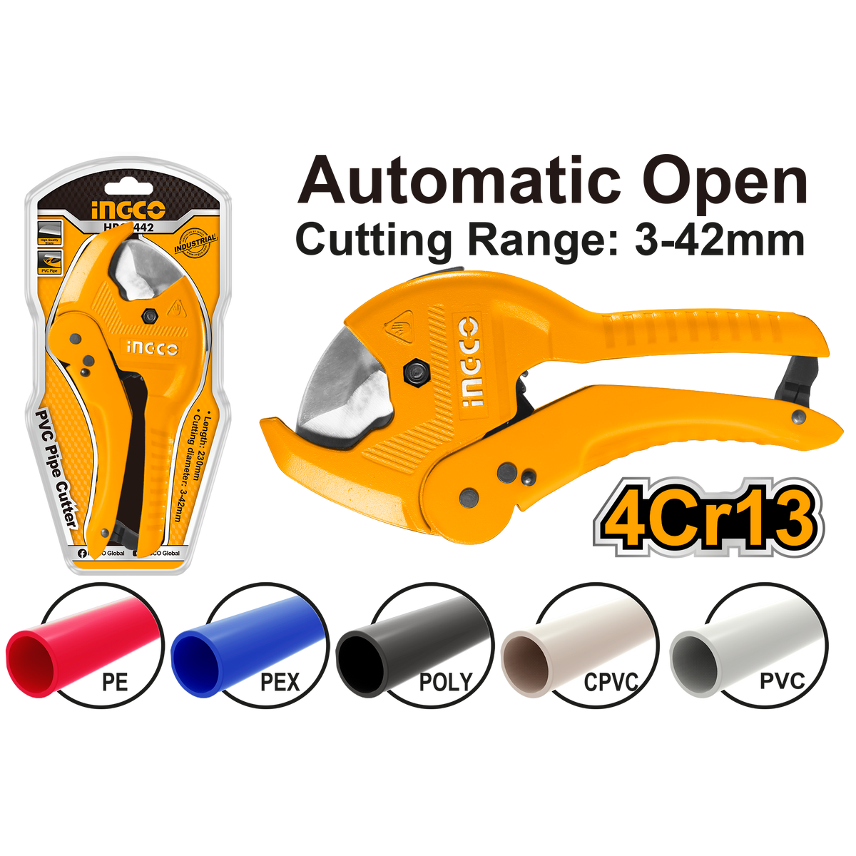 Cleste pentru taiat tevi PVC 42mm INGCO