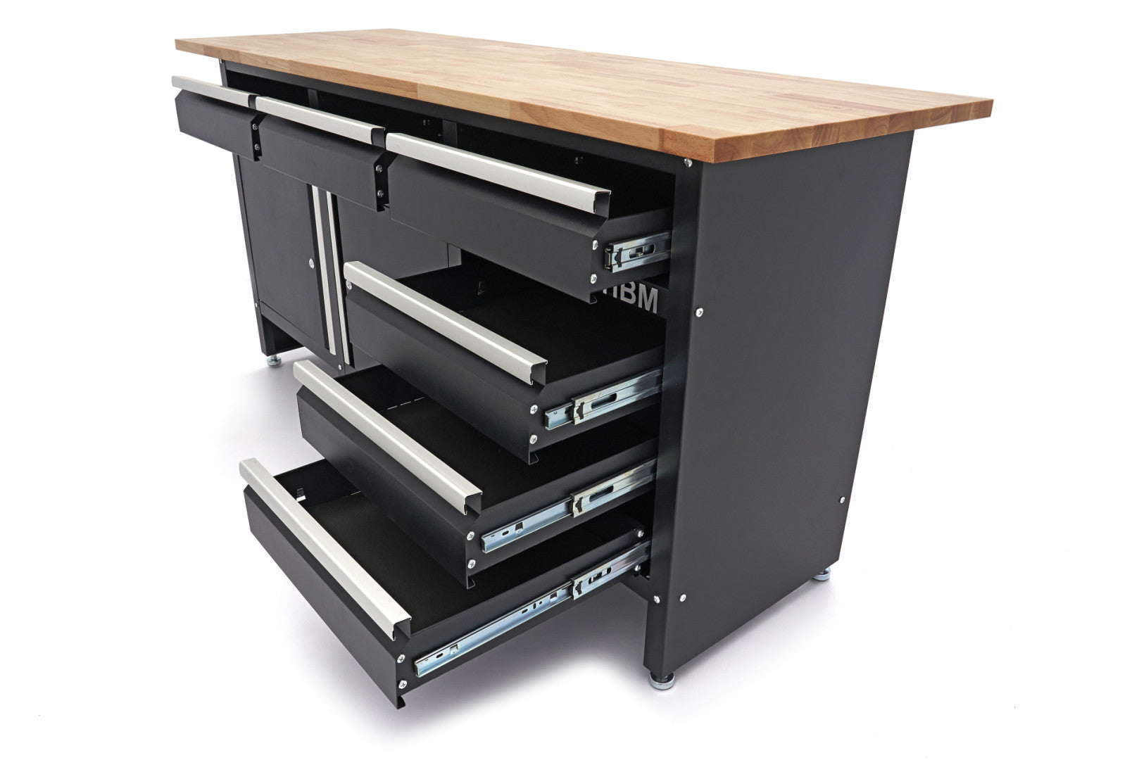 Dulap de scule profesional cu banc de lucru ﻿blat lemn masiv 171cm 2 usi si 6 sertare HBM MACHINES OLANDA