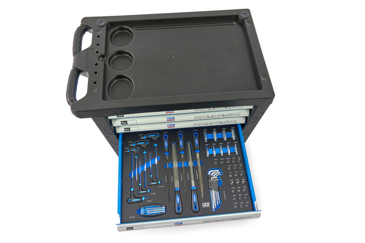 Dulap scule profesional HBM cu 7 sertare, 196 piese, 5 module – premium, OLANDA