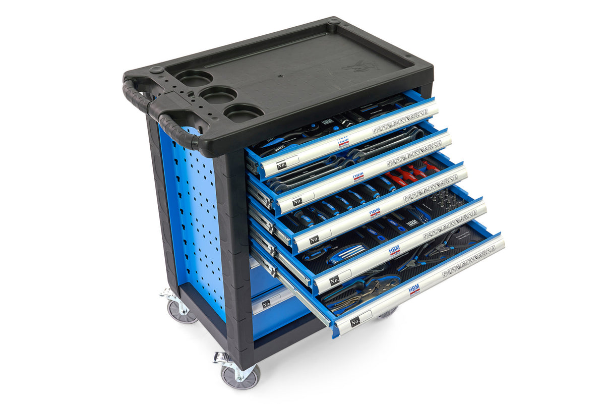 Dulap scule profesional HBM cu 7 sertare, 196 piese, 5 module – premium, OLANDA