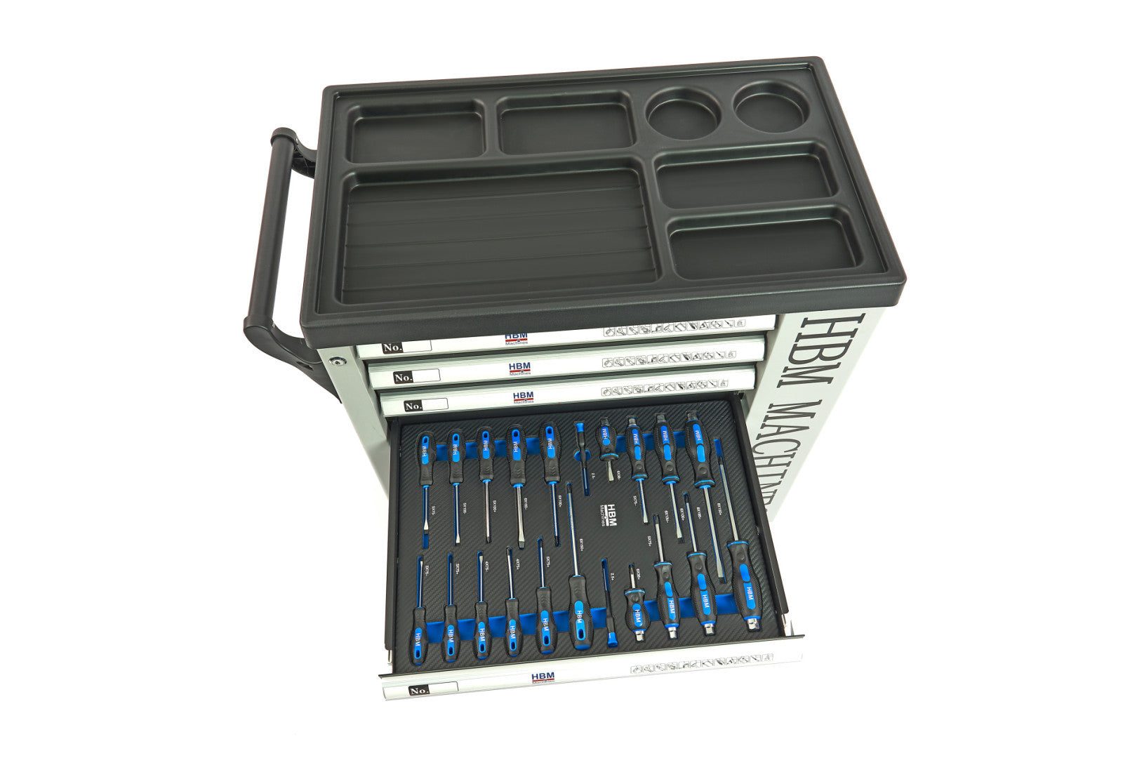 Dulap scule profesional HBM cu 7 sertare, 245 piese, 6 module carbon – OLANDA, premium