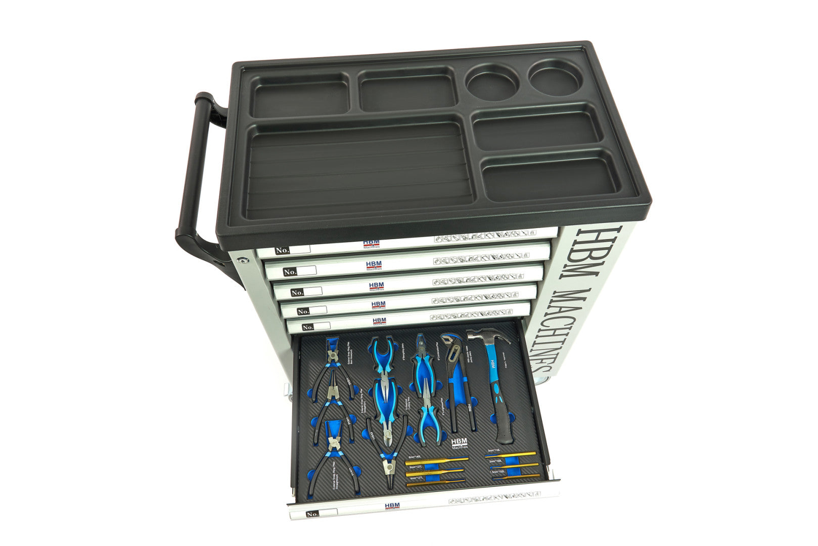 Dulap scule profesional HBM cu 7 sertare, 245 piese, 6 module carbon – OLANDA, premium