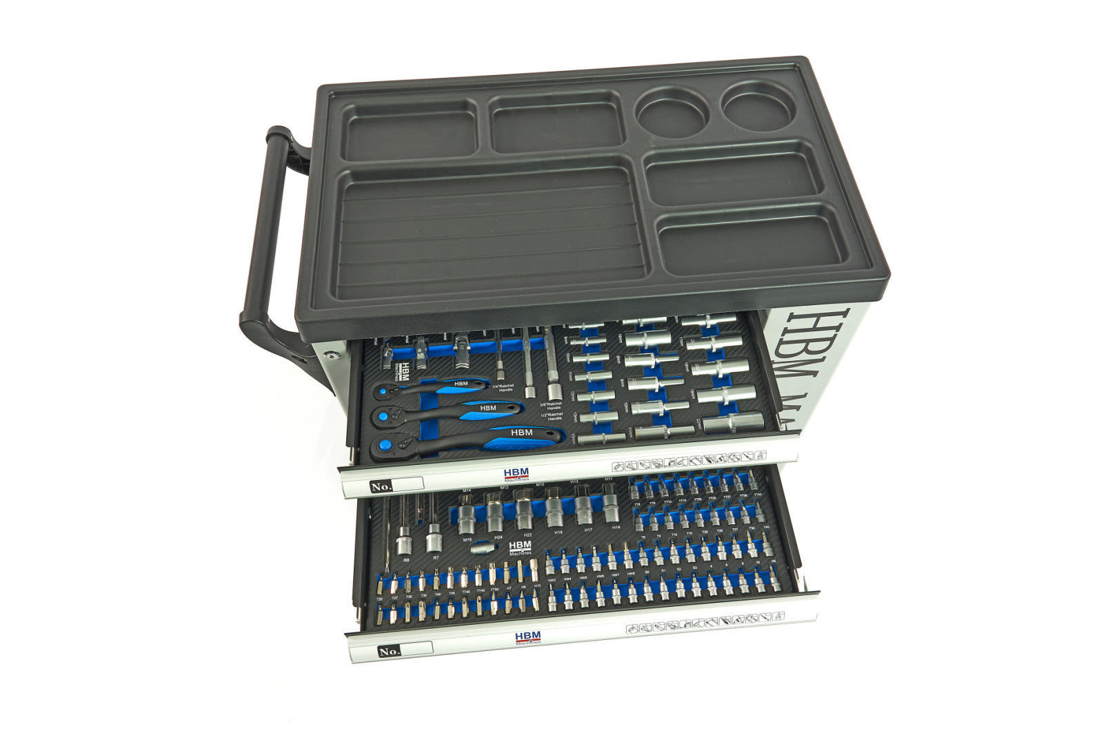 Dulap scule profesional HBM cu 7 sertare, 245 piese, 6 module carbon – OLANDA, premium