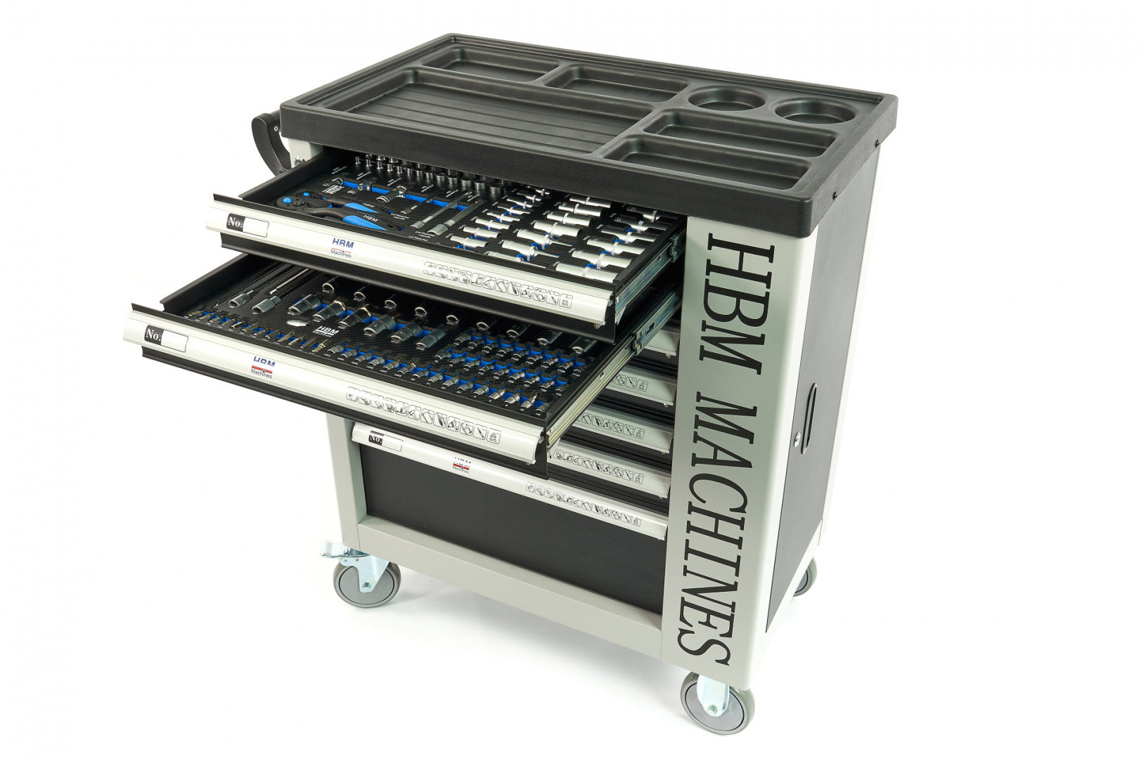 Dulap scule profesional HBM cu 7 sertare, 245 piese, 6 module carbon – OLANDA, premium