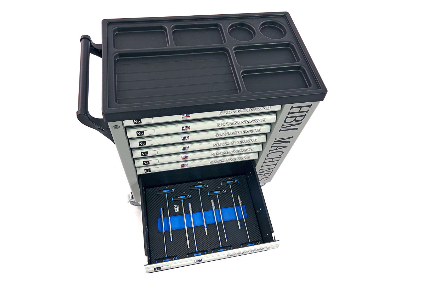 Dulap scule profesional HBM cu 7 sertare, 262 piese, 7 module carbon – premium, OLANDA
