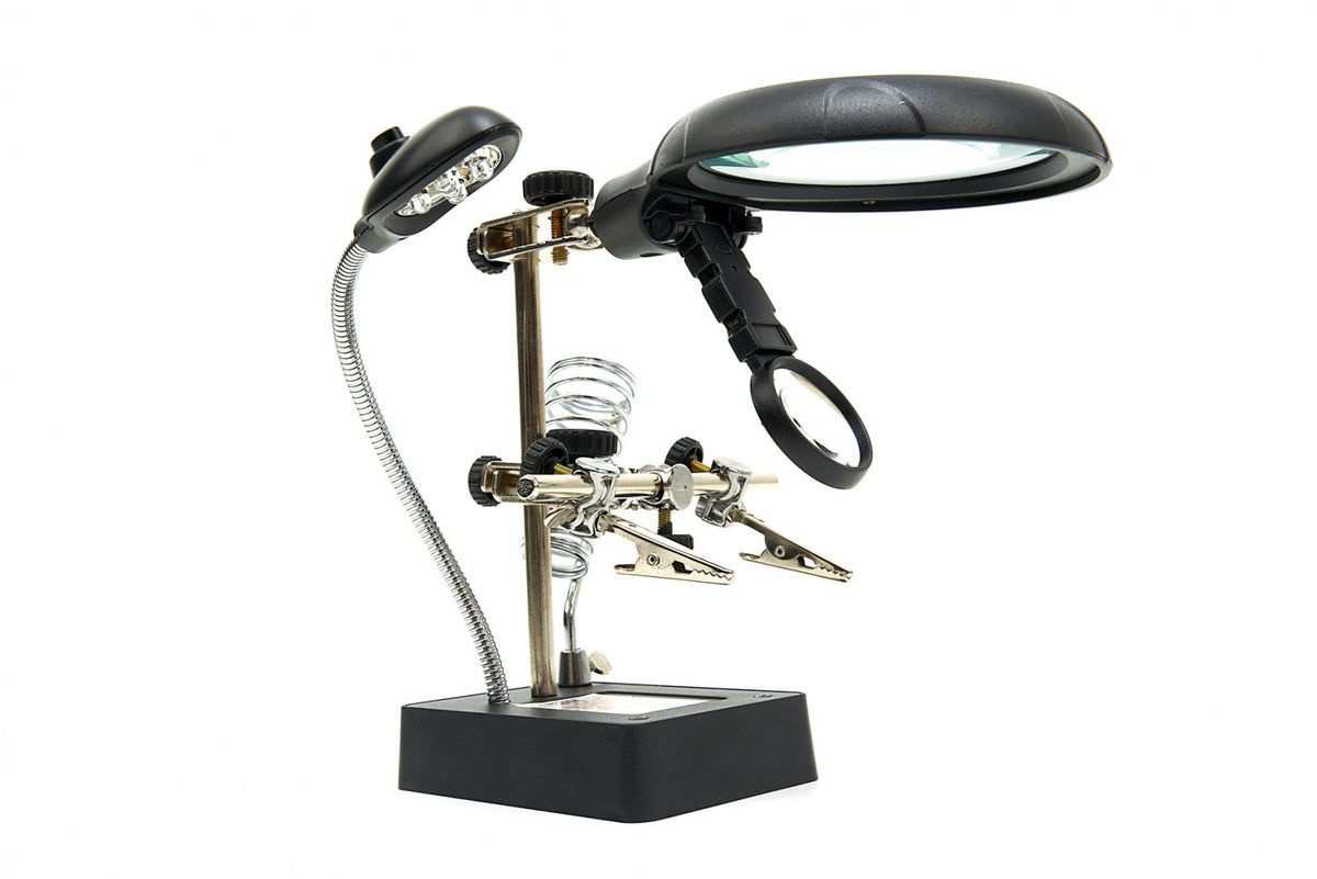 Lampa LED de lucru cu lupa si brate metalice ajutatoare pt lipit