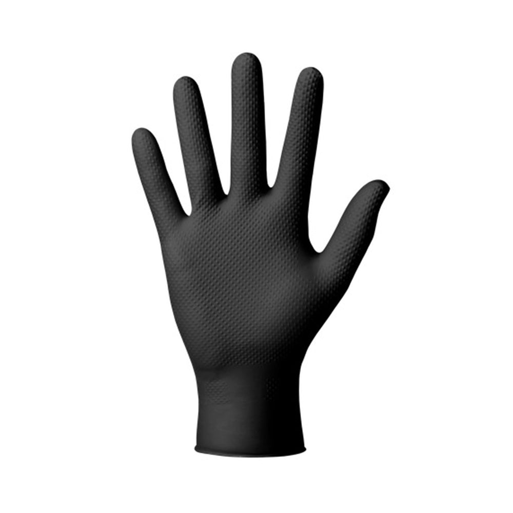 Manusi nitril premium MERCATOR gogrip negru pentru mecanici, marimea m 50buc