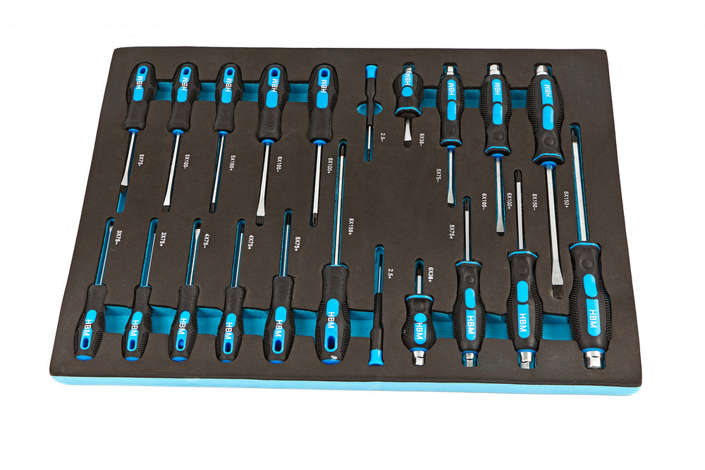 Modul dulap scule cu surubelnite profesionale, 21 piese HBM MACHINES, OLANDA, 54 x 39.5 x 3 cm