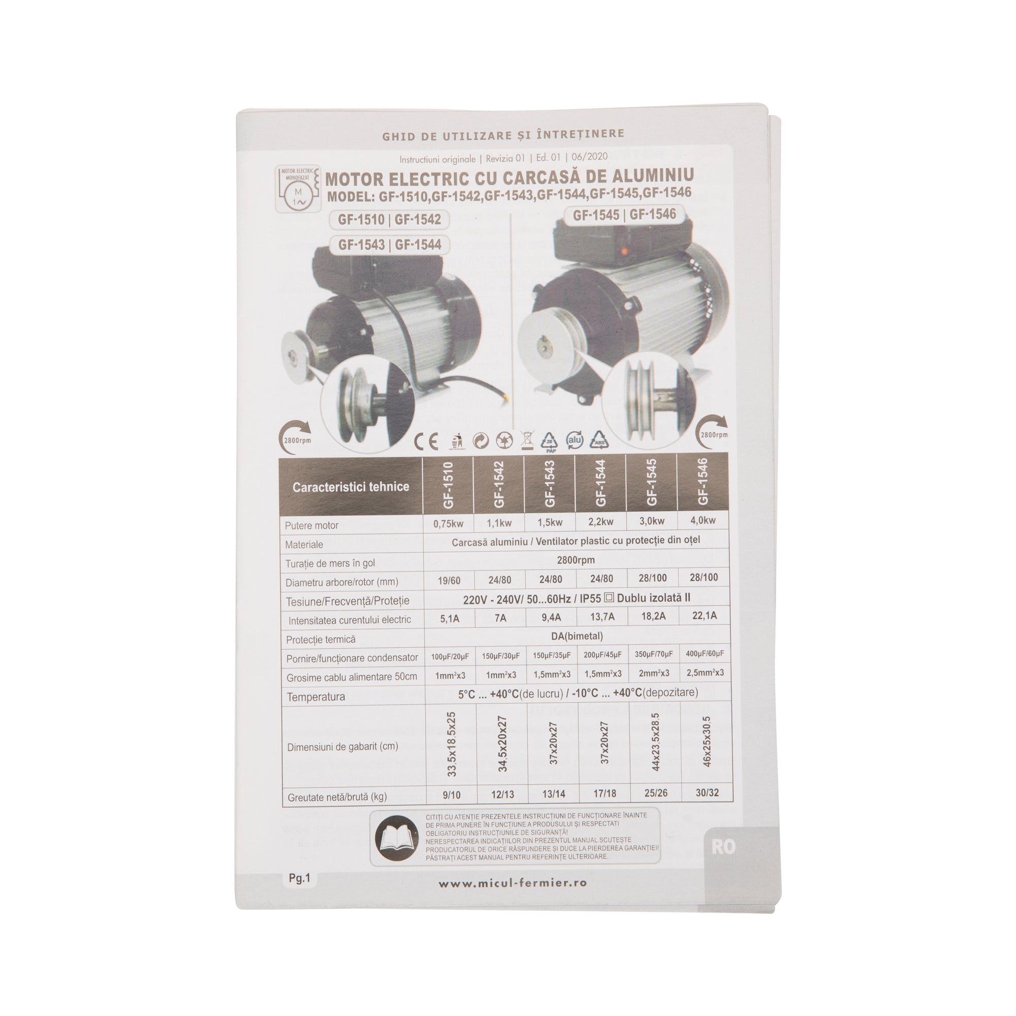 MOTOR ELECTRIC 2800RPM 1.1KW 7A