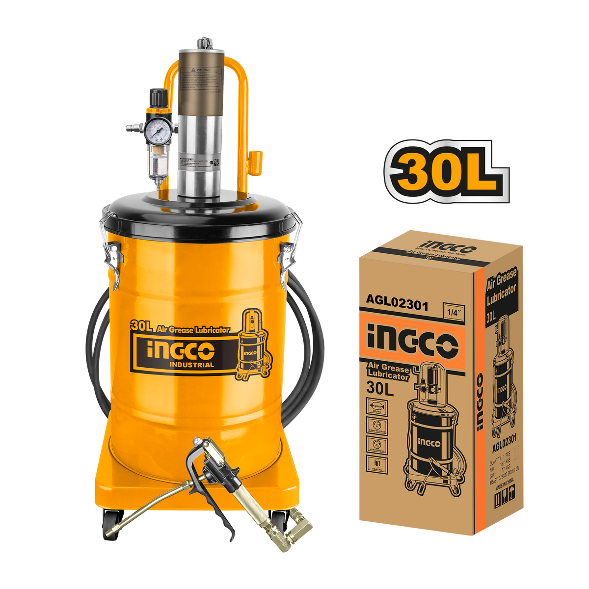 Pompa de gresat pneumatica 30l INGCO