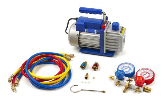 Pompa vid vacuum aer conditionat cu o etapa manometru cu 2 porturi 60l/min HBM MACHINES OLANDA
