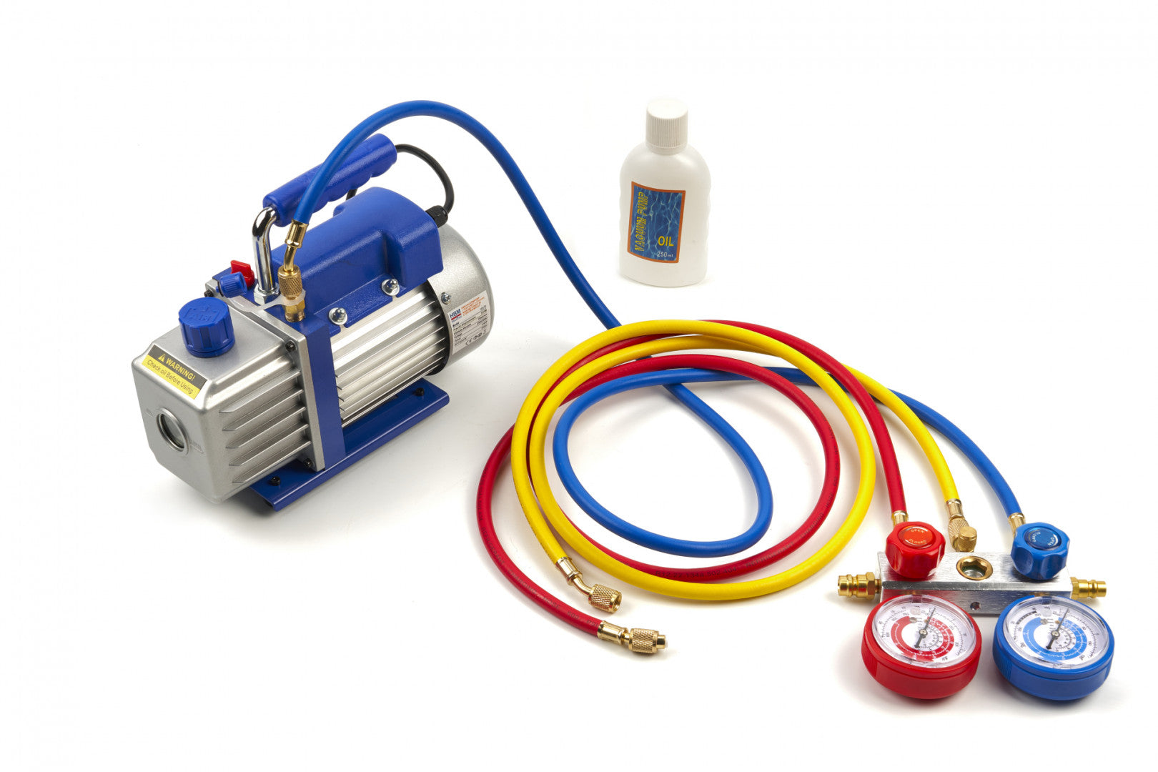 Pompa vid vacuum aer conditionat cu o etapa manometru cu 2 porturi 60l/min HBM MACHINES OLANDA