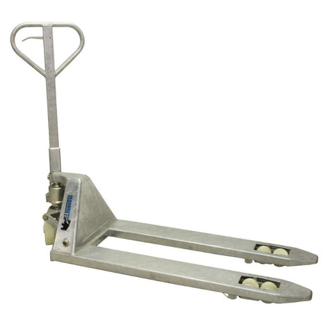 TRANSPALET MANUAL CU ROTI FRONTALE DUBLE, GALVANIZATE 2500KG