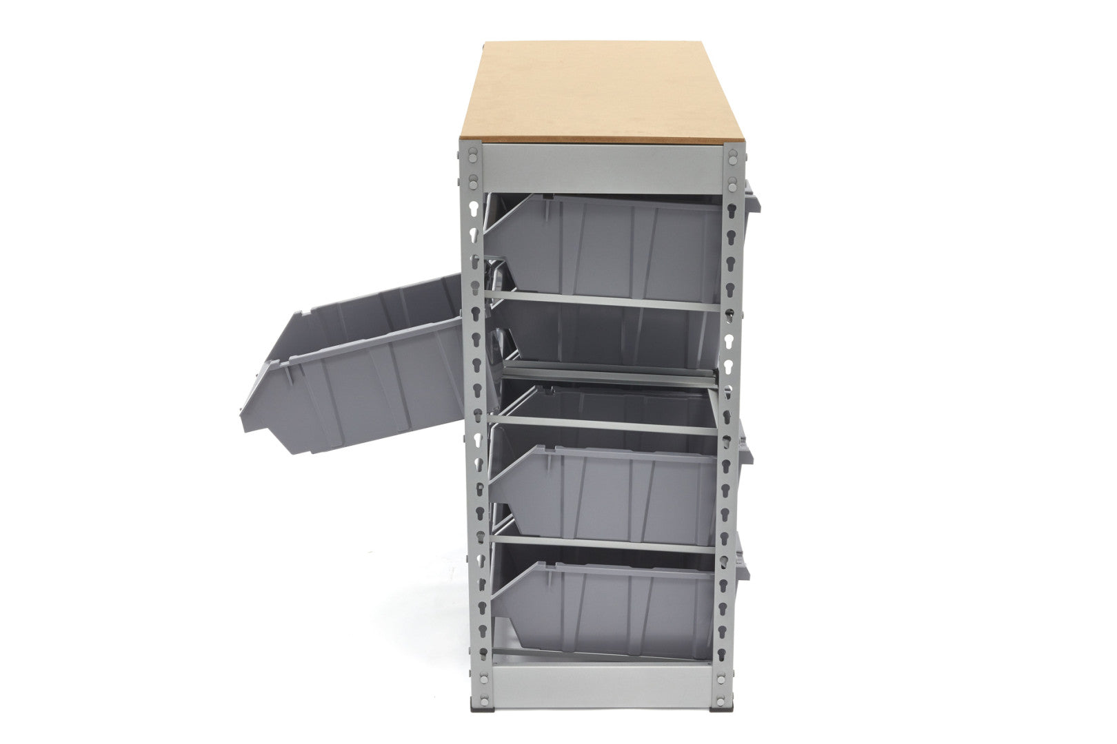Raft stand organizator cu 12 cutii de depozitare