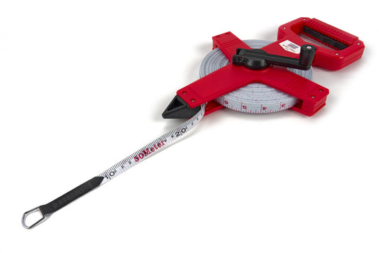Ruleta geodezica cu banda din fibra de sticla pentru masurare topograf cu maner 50 m x 13 mm HBM
