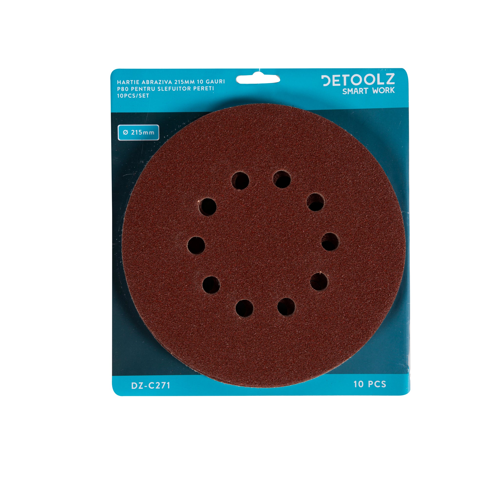 SET 10 BUC HARTIE ABRAZIVA GRANULATIE P80 10 GAURI DIAMETRU 215MM
