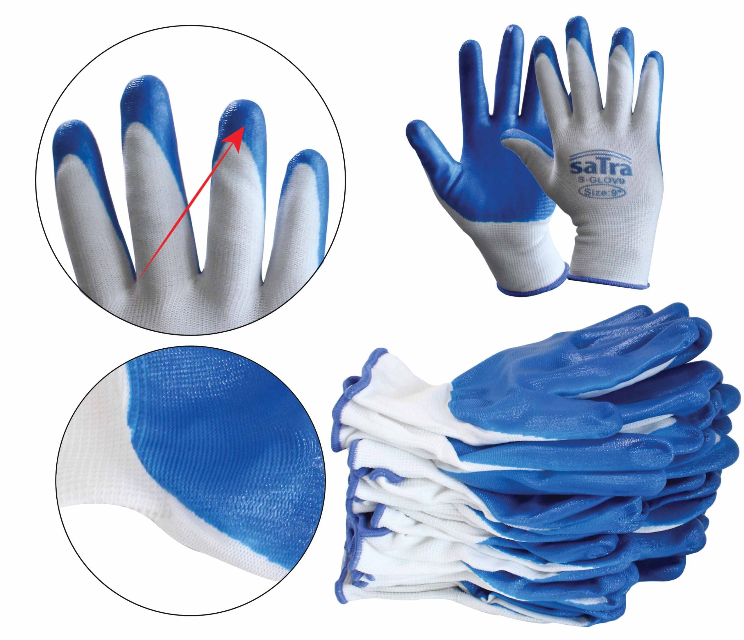 Set 12 bucati manusi de protectie acoperit latex, marimea 9 (l)