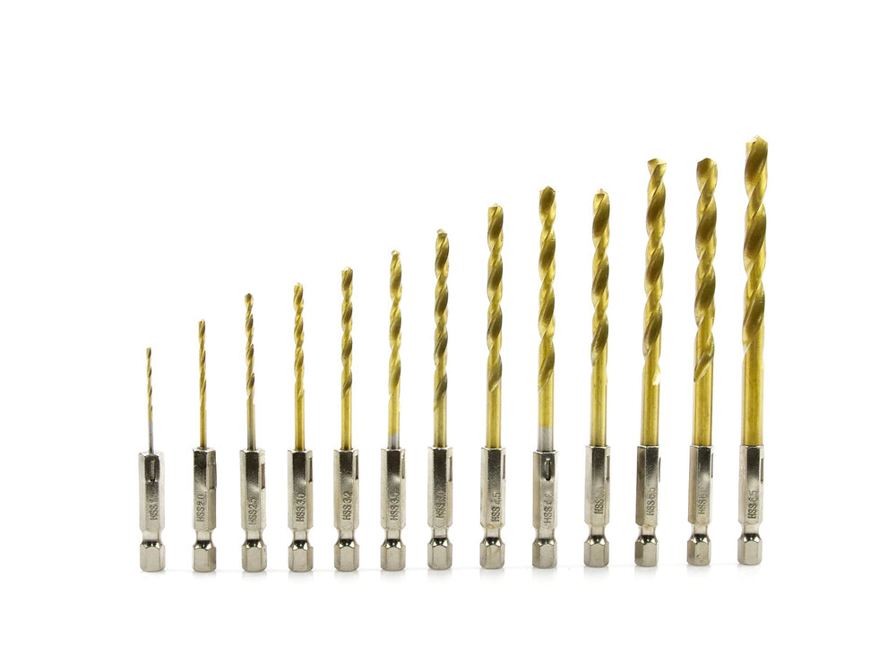 Set 13 burghie HSS TIN cu prindere hexagonala 1.5-6.5mm