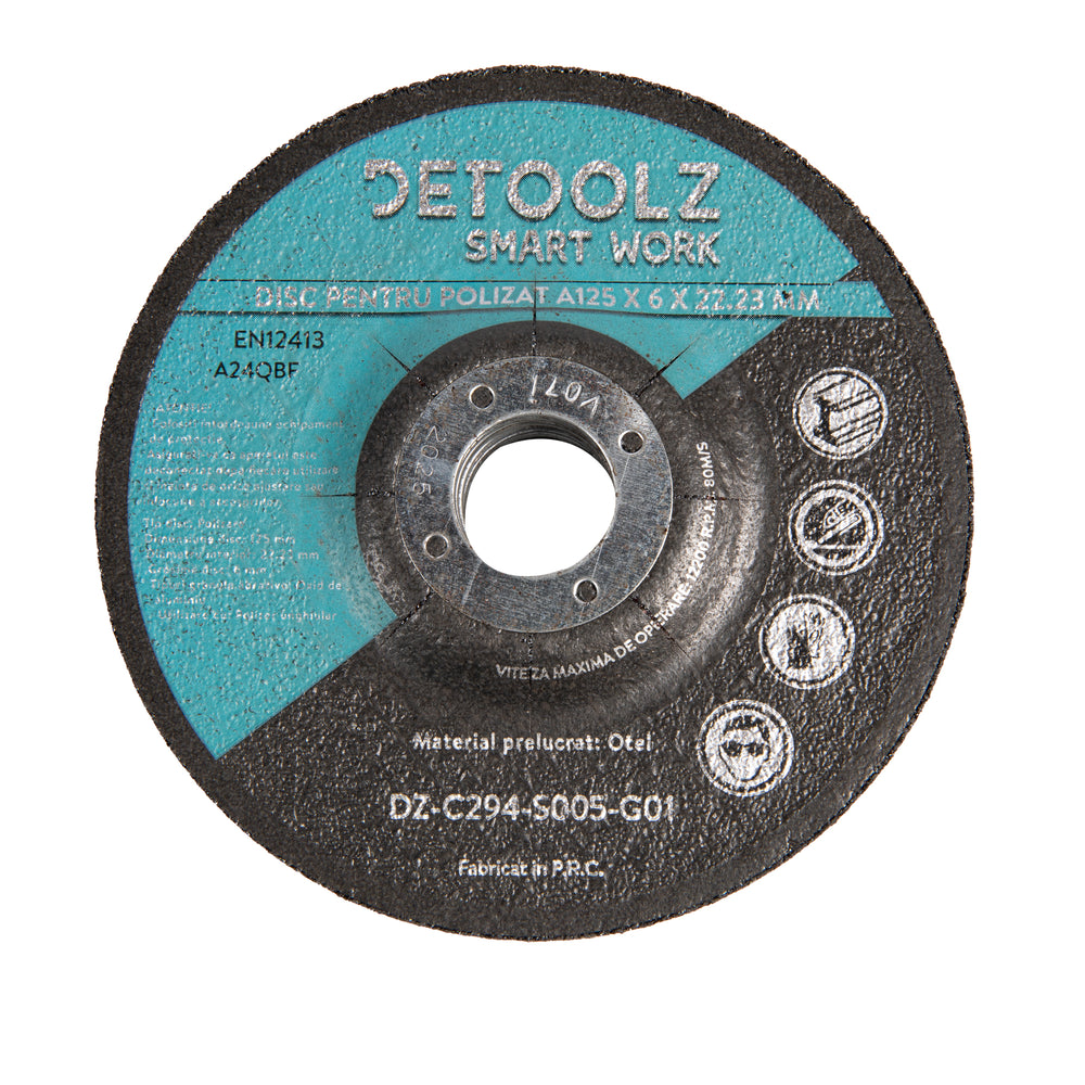 Set 5 bucati disc pentru polizat diametru 125*22.2mm grosime 6mm DETOOLZ