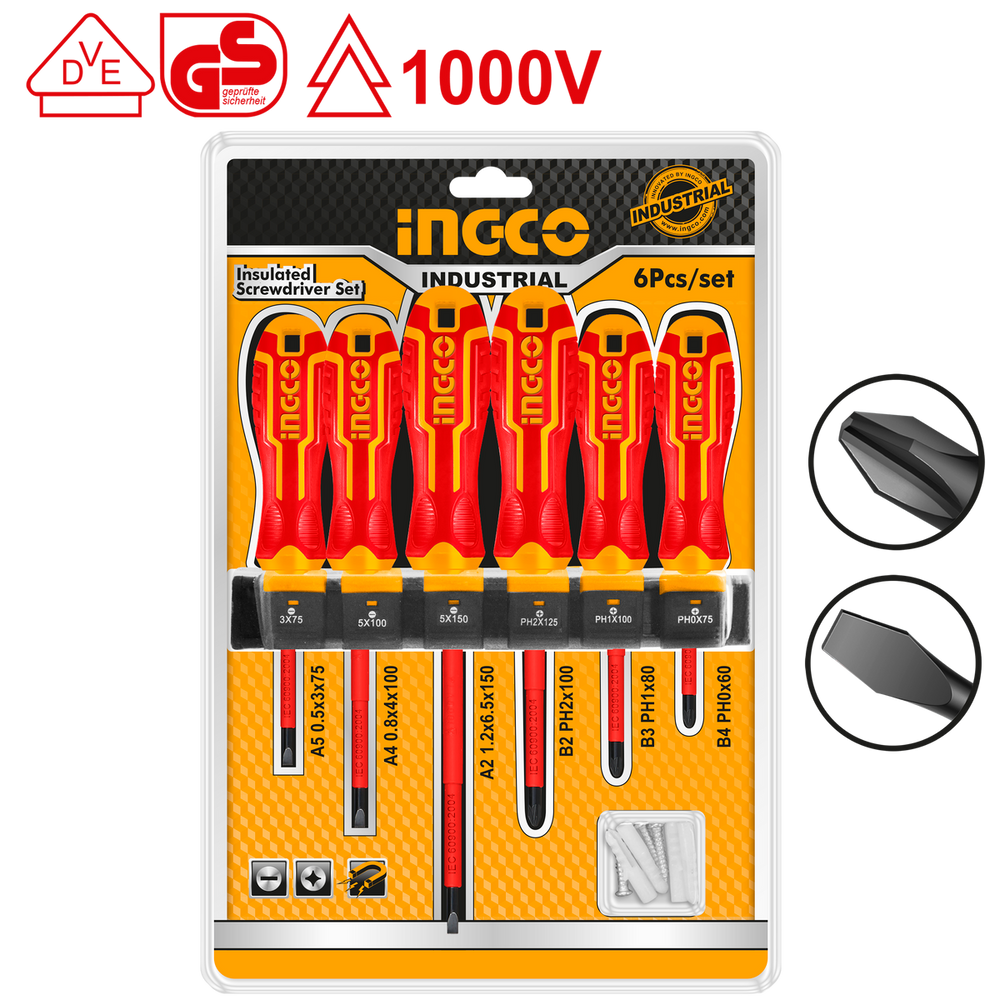 Set 6 surubelnite izolate pentru electricieni INGCO