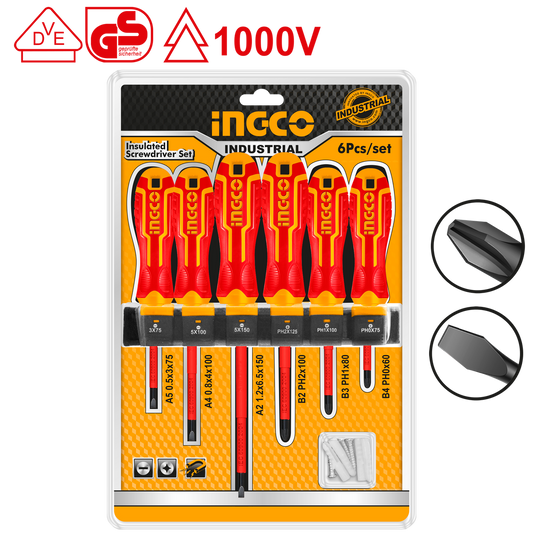 Set 6 surubelnite izolate pentru electricieni INGCO