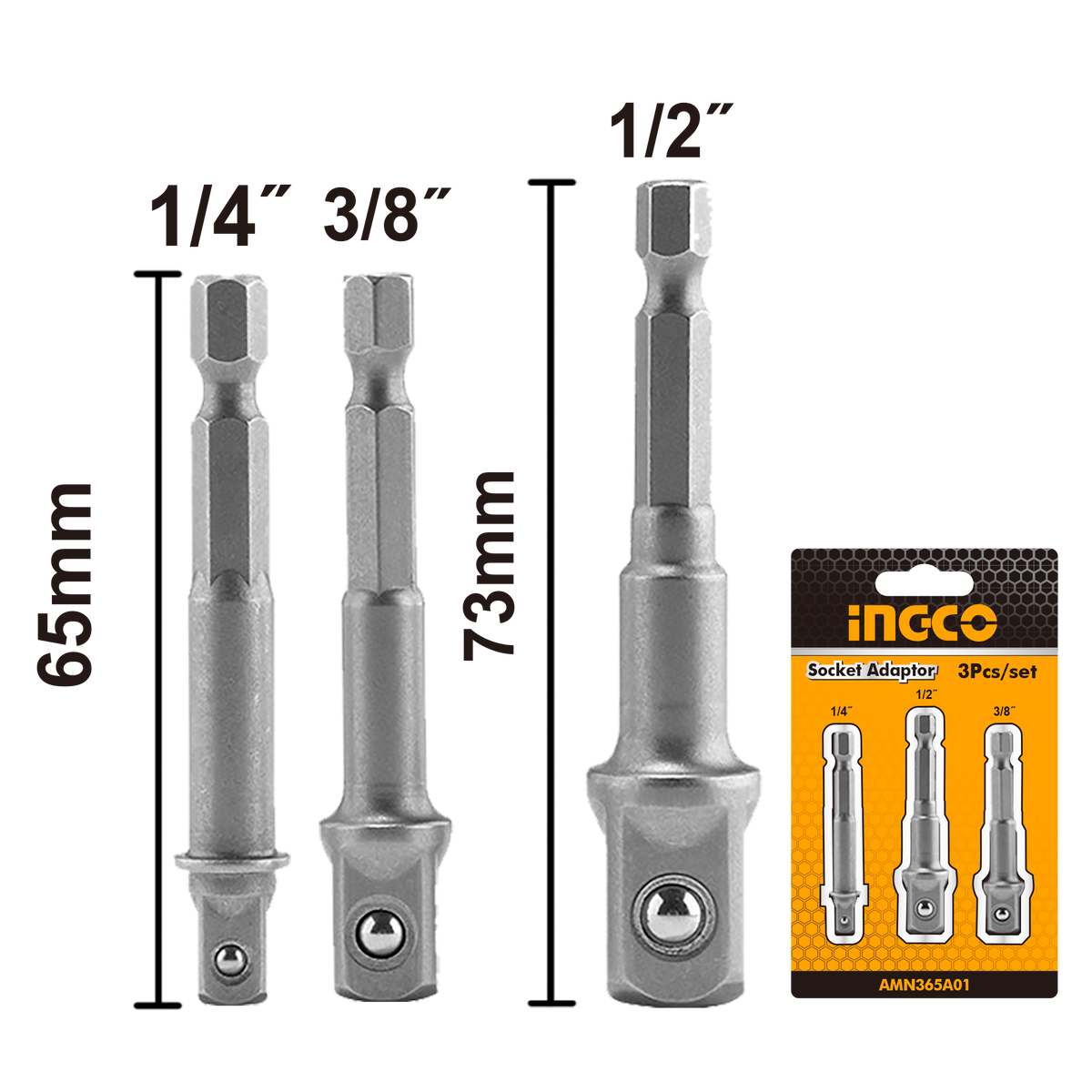 Set adaptoare magnetice pentru capete tubulare 1/4 3/8 1/2 INGCO