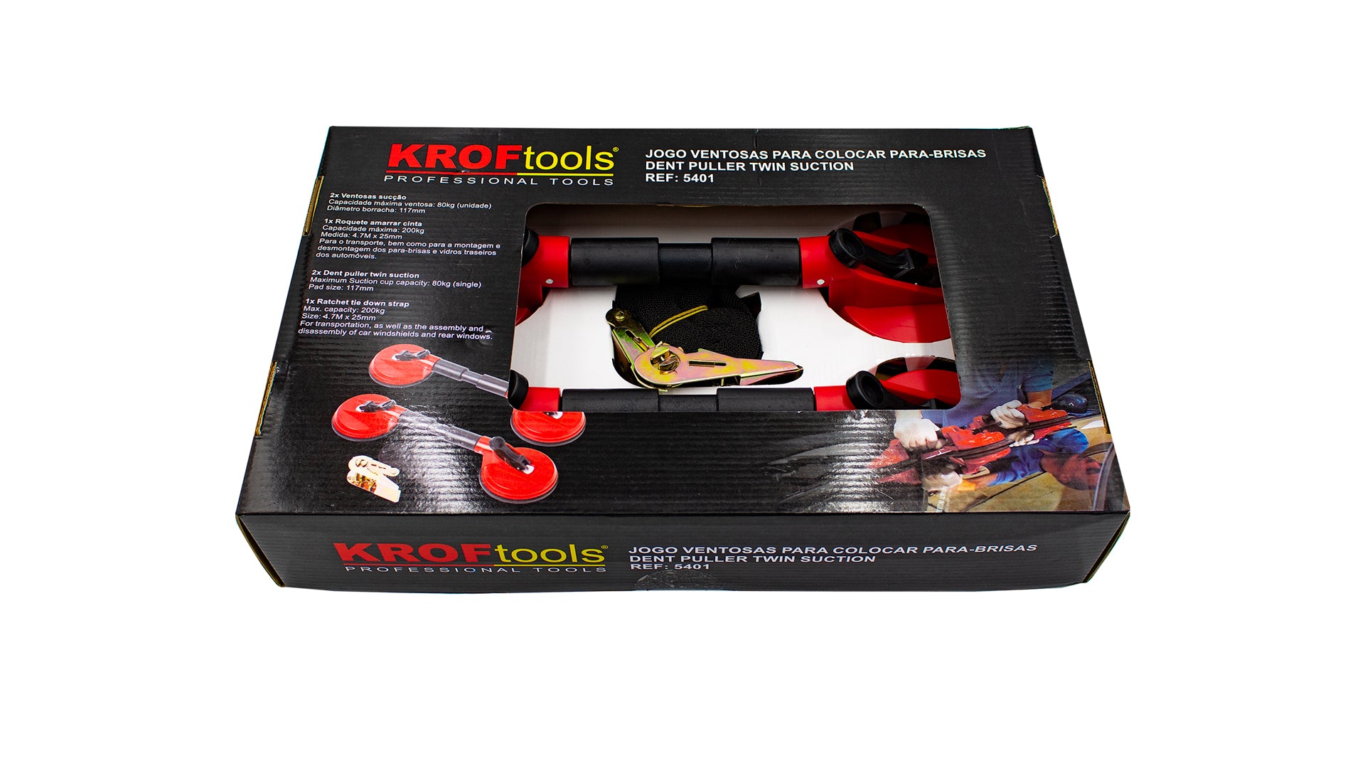 Set de ventuza demontat parbriz + chinga ancorare KROFTOOLS