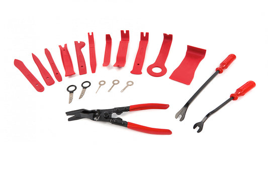 Set extractoare demontare interior auto 19 piese cu geanta – pentru tapiterie, cleme, bord si radio