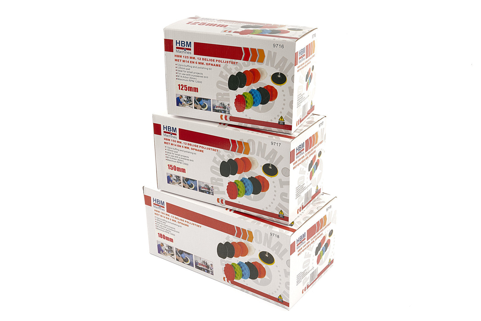 Set rezerve bureti HBM pentru masina de polisat 180mm 12 piese