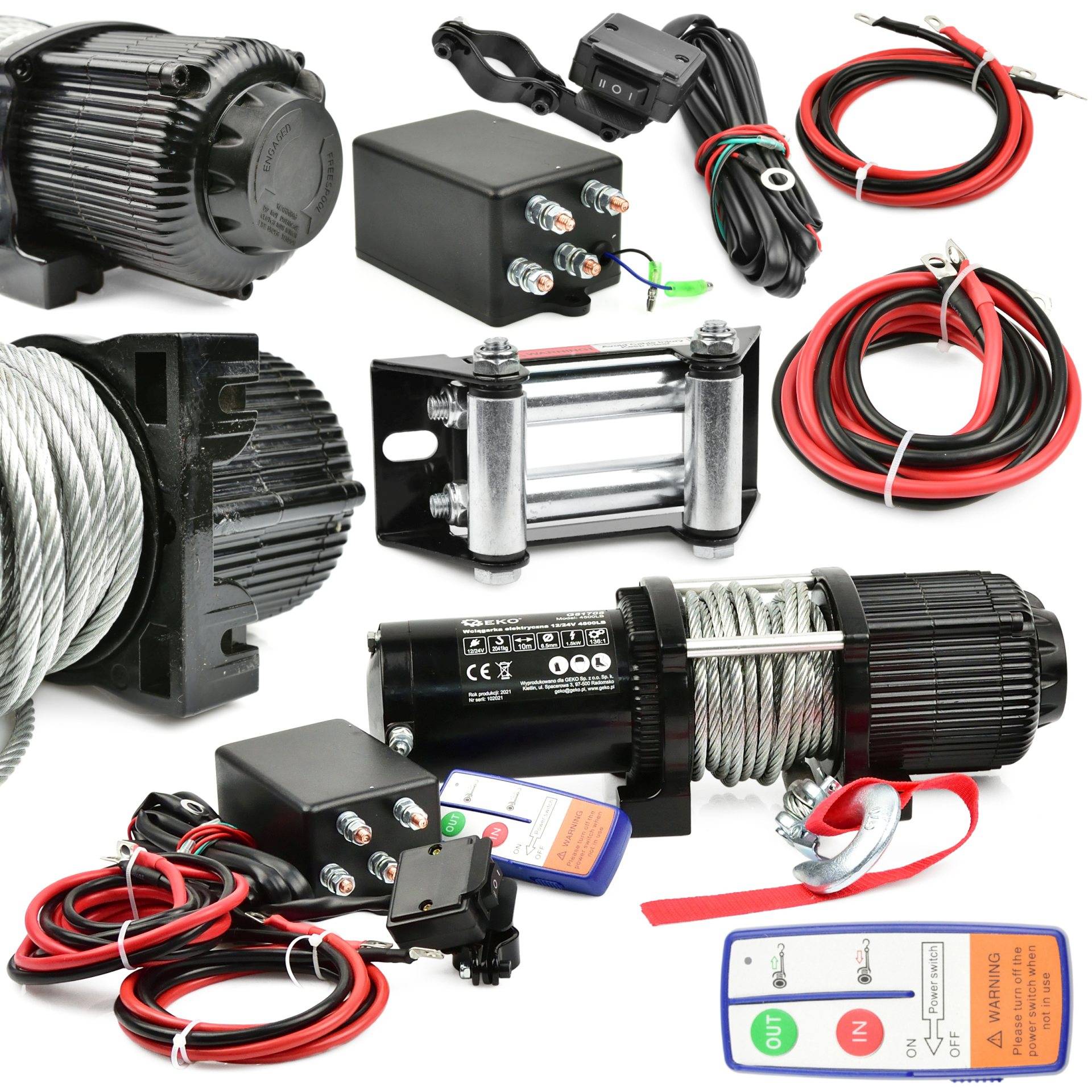Troliu electric 12V cu telecomanda wireless - 4500lb / 2041kg