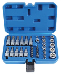 Trusa chei tubulare profil e biti TORX 3/8 34 piese t10-t60 e4-e20