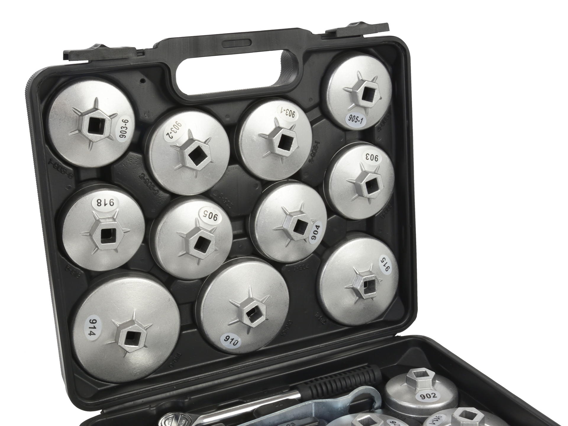 Trusa cu chei din aluminiu  pentru capace filtre de ulei auto clichet 1/2 23 piese